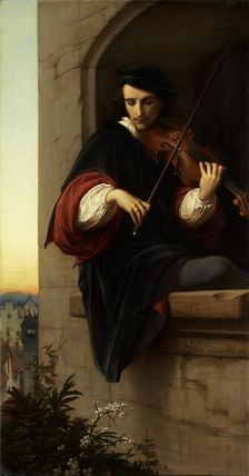 Violinist in the Belfry Window, 1858. Creator: Eduard von Steinle