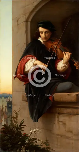 Violinist in the Belfry Window, 1858. Creator: Eduard von Steinle.