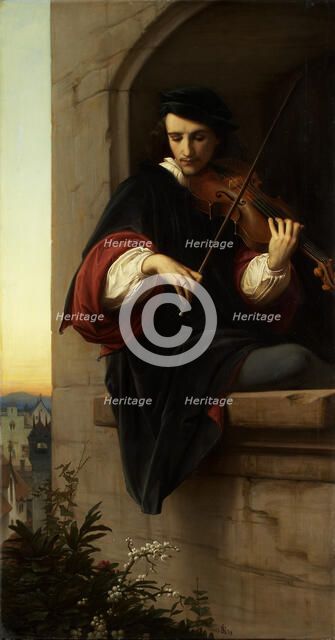 Violinist in the Belfry Window, 1858. Creator: Eduard von Steinle.
