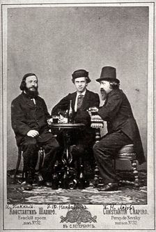Violinist Johann Pickel with composers Eduard Nápravník and Anatoly Lyadov, 19th century
