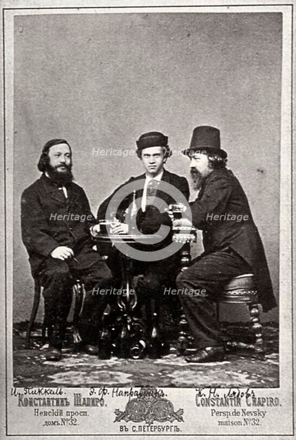 Violinist Johann Pickel with composers Eduard Nápravník and Anatoly Lyadov, 19th century. Artist: Unknown