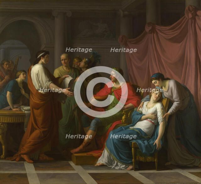 Virgil reading the Aeneid to Augustus and Octavia, 1787. Artist: Taillasson, Jean-Joseph (1745-1809)
