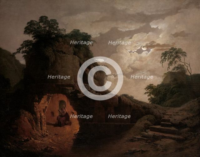 Virgil's Tomb by Moonlight, with Silius Italicus Declaiming, 1779. Creator: Joseph Wright of Derby.