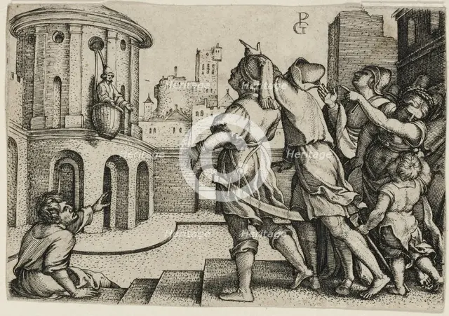 Virgil Suspended in a Basket, copy, 1541/1600. Creator: Unknown.