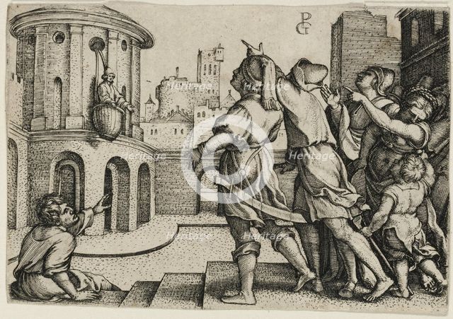 Virgil Suspended in a Basket, copy, 1541/1600. Creator: Unknown.