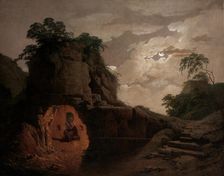 Virgil's Tomb by Moonlight, with Silius Italicus Declaiming, 1779. Creator: Joseph Wright of Derby