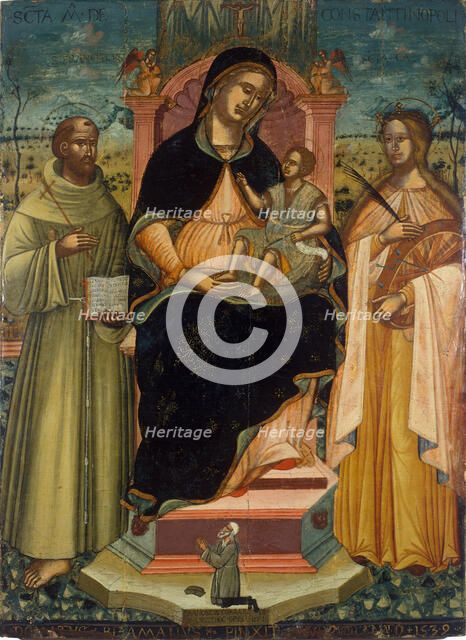 Virgin of Costantinople (Virgin and Child on the throne with Saints Francis of Assisi..., 1539-1540. Creator: Pitzamanos (Bizamano), Donatus (Donato) (1470/85-1550).