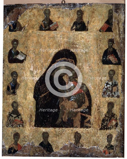 'Virgin of Tenderness with the Saints' (The Virgin Eleusa), Byzantine icon, 14th century. Artist: Unknown