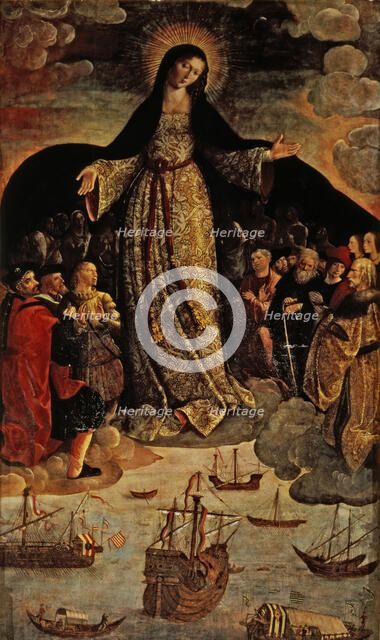 Virgin of the Navigators'' detail of the table by Alejo Fernández.