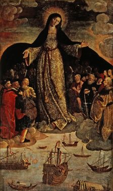 Virgin of the Navigators' detail of the table by Alejo Fernández