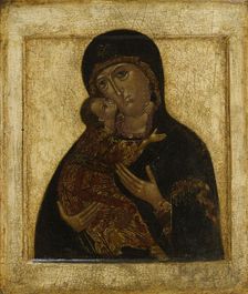 Virgin of Vladimir, Russian icon, 1600-1610. Creator: Unknown
