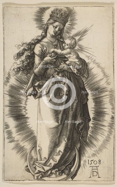 Virgin on a Crescent with a Starry Crown, 1508. Creator: Albrecht Durer.
