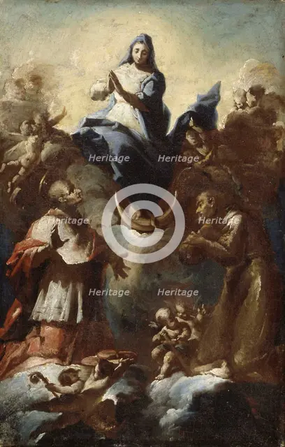 Virgin on the crescent moon with two saints, 1700-1750. Creator: Franz Anton Maulbertsch.