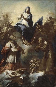 Virgin on the crescent moon with two saints, 1700-1750. Creator: Franz Anton Maulbertsch
