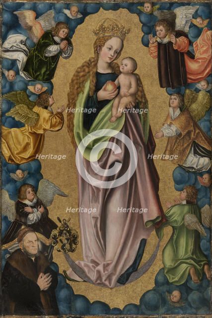Virgin on the Crescent Moon Worshipped by the Donor Hieronymus Rudelauf, before 1523. Creator: Lucas Cranach the Elder.