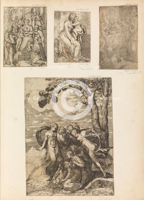 Virgin and Child, the Circumcision, Moses rescued from the Nile, ca. 1542-46. Creator: Andrea Schiavone.