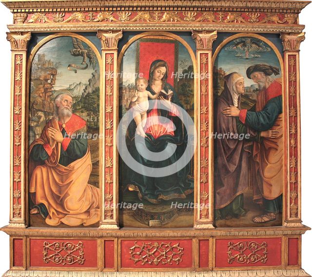 Virgin and Child, The Annunciation to Joachim, and The Meeting at the Golden Gate, c1493-1494. Creator: Macrino d'Alba.