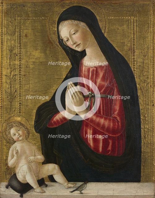 Virgin and Child with a Goldfinch, c. 1490. Creator: Neroccio de' Landi (Italian, 1447-1500).