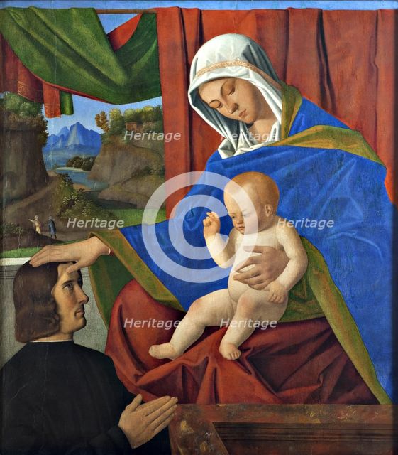 Virgin and child with a Donor, Late 15th cen.. Creator: Francesco di Simone da Santacroce (1470/75-1508).