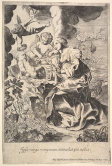 Virgin and child with angels, 1636. Creator: Pierre Brebiette