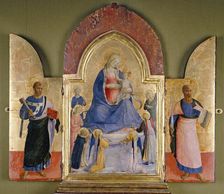 Virgin and Child with Angels and Dominican Saint; St Peter (left); St Paul (right), 15th century Artist: Studio of Fra Angelico