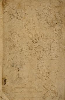 Virgin and Child with Infant St. John the Baptist and a Female Saint, 1540/60. Creator: Battista Franco Veneziano