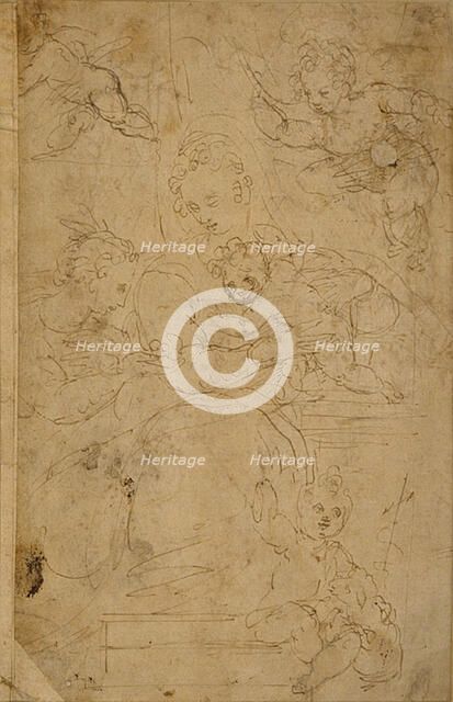 Virgin and Child with Infant St. John the Baptist and a Female Saint, 1540/60. Creator: Battista Franco Veneziano.