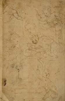 Virgin and Child with Infant St. John the Baptist and a Female Saint, 1540/60. Creator: Battista Franco Veneziano