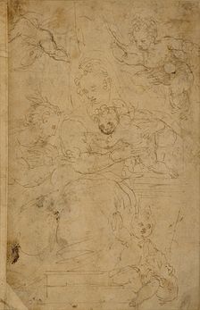 Virgin and Child with Infant St. John the Baptist and a Female Saint, 1540/60. Creator: Battista Franco Veneziano