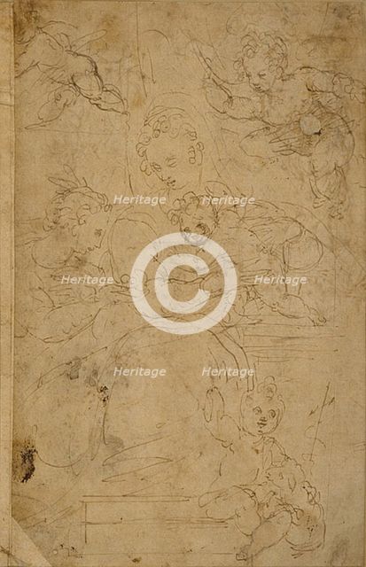 Virgin and Child with Infant St. John the Baptist and a Female Saint, 1540/60. Creator: Battista Franco Veneziano.