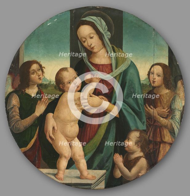 Virgin and Child with John the Baptist and Angels, c. 1500. Creator: Pietro del Donzello (Italian, 1452-1509).