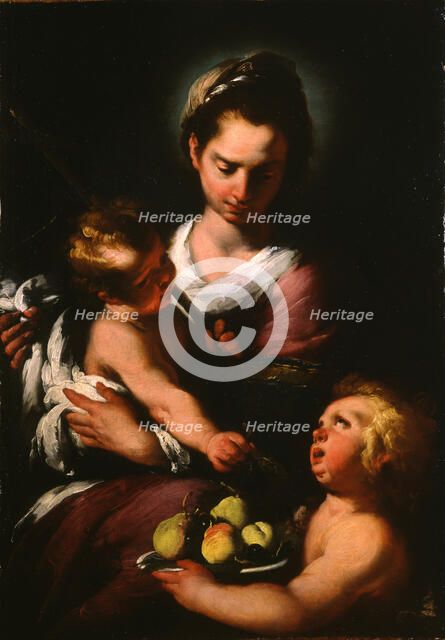 Virgin and child with John the Baptist as a Boy , 1615-1618. Creator: Strozzi; Bernardo (1581-1644).