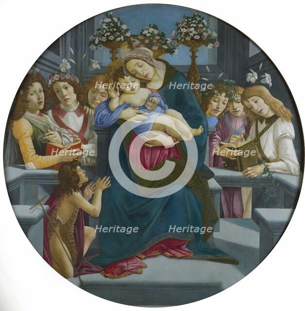 Virgin and child with John the Baptist as a Boy and Angels, . Creator: Botticelli; Sandro (1445-1510).