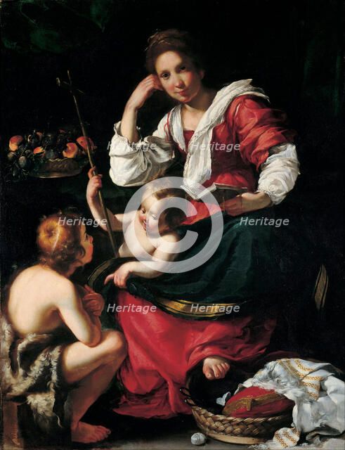 Virgin and child with John the Baptist as a Boy, c. 1620. Artist: Strozzi, Bernardo (1581-1644)