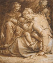 Virgin and Child with Saint Anne and John the Baptist, ca. 1550. Creator: Francesco Salviati
