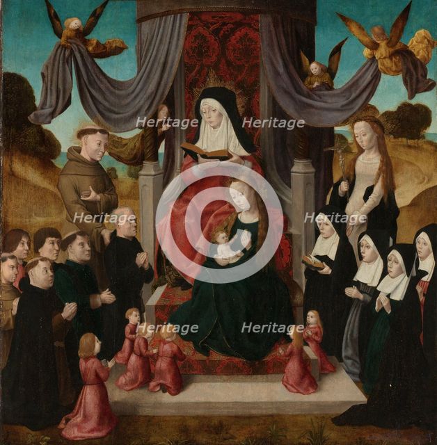 Virgin and Child with Saint Anne and Saints Francis and Lidwina, with Donors (Anna Selbdritt), c.149 Creator: Master of the Saint John Altarpiece.