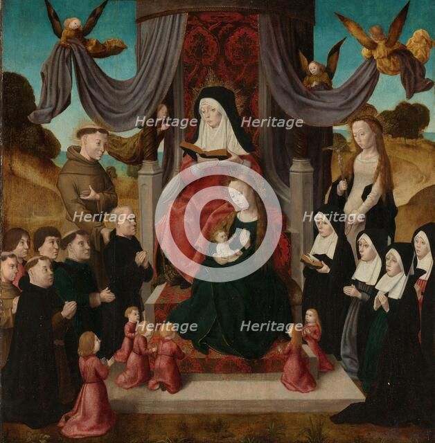 Virgin and Child with Saint Anne and Saints Francis and Lidwina, with Donors (Anna Selbdritt), c.149 Creator: Master of the Saint John Altarpiece.