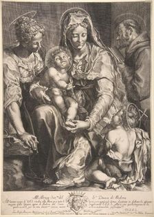 Virgin and Child with Saint Catherine, Francis of Assisi and John the Baptist, mid 17th century. Creator: Giovanni Battista Bonacina