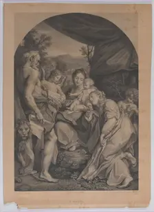 Virgin and Child with Saint Jerome at left, 1822. Creators: Francesco Bartolozzi, Henri-Charles Müller