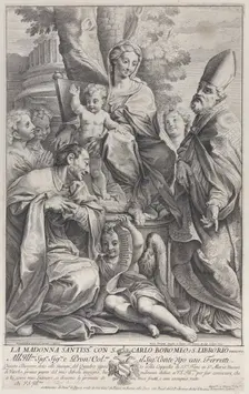 Virgin and Child with Saint Liborius and Carlo Borromeo, 1693-95., 1693-95. Creator: Nicolas Dorigny