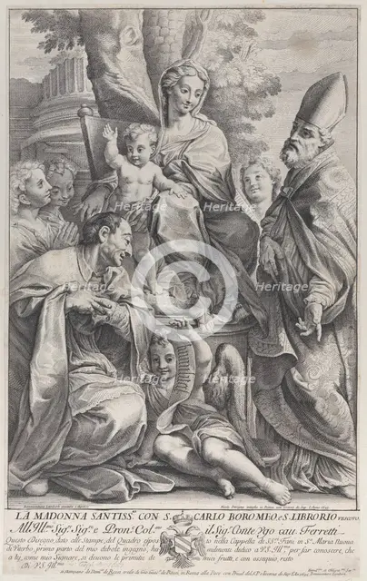 Virgin and Child with Saint Liborius and Carlo Borromeo, 1693-95., 1693-95. Creator: Nicolas Dorigny.