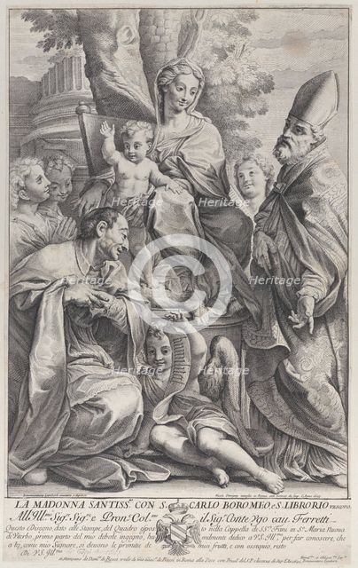 Virgin and Child with Saint Liborius and Carlo Borromeo, 1693-95., 1693-95. Creator: Nicolas Dorigny.