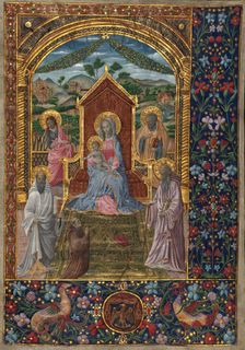 Virgin and Child with saints, 20th-century painting on 14th-century antiphonary. Creator: Venetian Forger