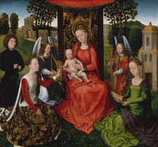 Virgin and Child with Saints Catherine of Alexandria and Barbara, early 1480s. Creator: Hans Memling