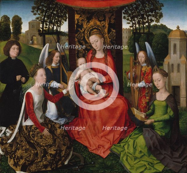 Virgin and Child with Saints Catherine of Alexandria and Barbara, early 1480s. Creator: Hans Memling.
