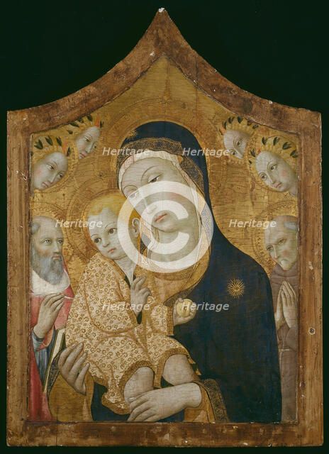 Virgin and Child with Saints Jerome, Bernardino of Siena, and Angels, 1450/60. Creator: Sano di Pietro.