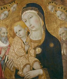 Virgin and Child with Saints Jerome, Bernardino of Siena, and Angels, 1450/60. Creator: Sano di Pietro
