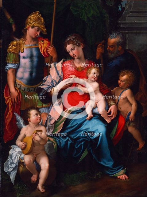 Virgin and Child with Saints John the Baptist, Michael the Archangel and Joseph, 1545. Artist: Sciolante da Sermoneta, Girolamo (1521-1575)
