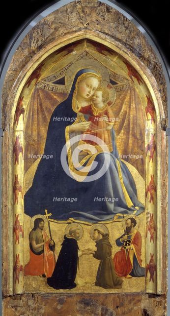 Virgin and Child with Saints John the Baptist, Dominic, Francis and Paul, c.1425. Artist: Angelico, Fra Giovanni, da Fiesole (ca. 1400-1455)