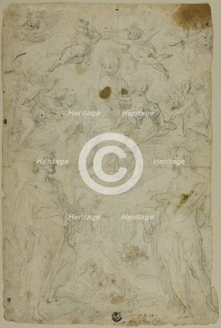 Virgin and Child with Saints Peter and John the Baptist (recto); Saint John the Baptist..., n.d. Creator: Pietro d'Asaro.